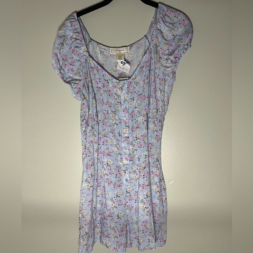 No comment floral dress, size L, color blue
